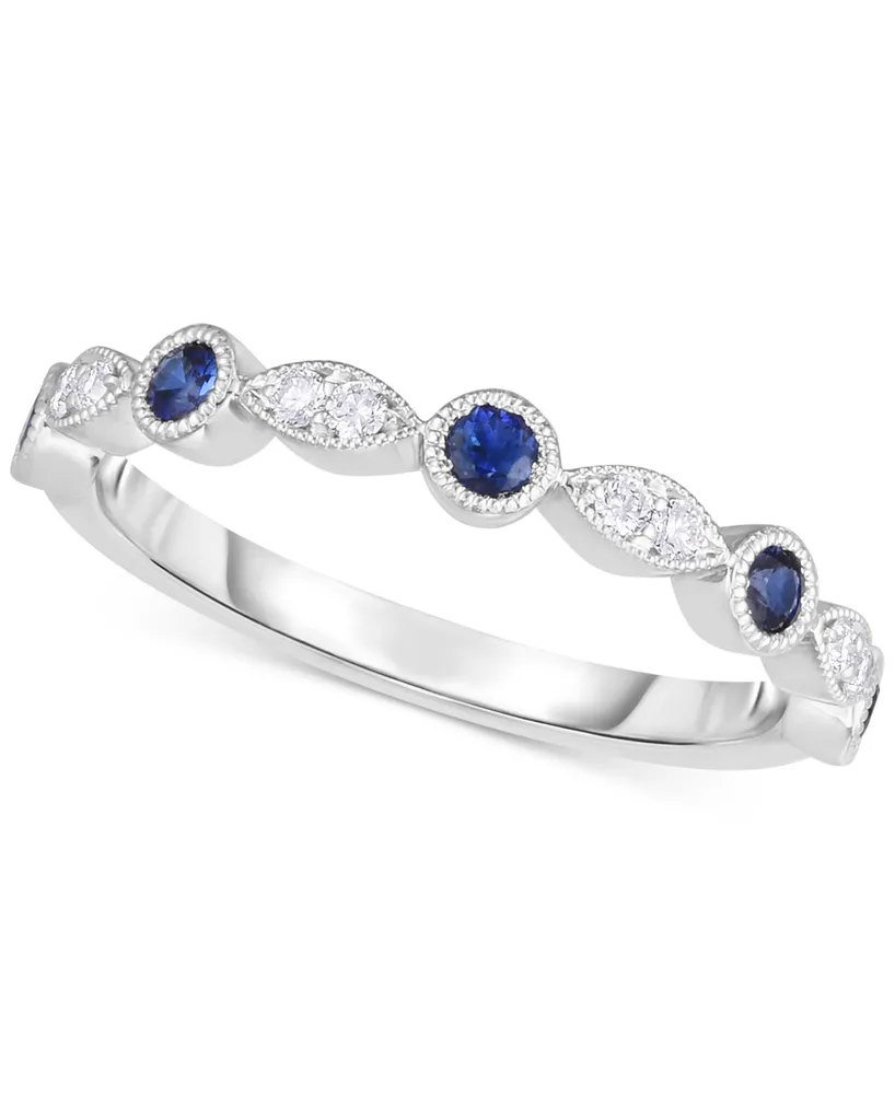 Sapphire (1/3 ct. t.w.) & Diamond (1/10 ct. t.w.) Band in 14k White Gold