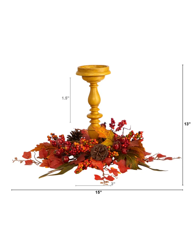 15" Harvest Fall Artificial Candelabrum Arrangement