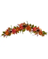 6' Fall Ranunculus, Hydrangea and Berries Autumn Artificial Garland