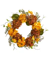 24" Fall Hydrangea Artificial Autumn Wreath