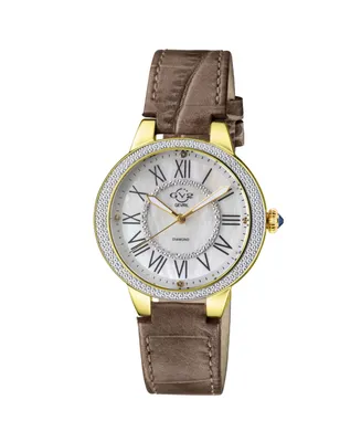 GV2 Women's Astor Ii Brown Leather Swiss Quartz Strap Watch 36mm