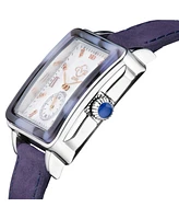GV2 Women's Bari Tortoise Blue Leather Swiss Quartz Strap Watch 34 mm