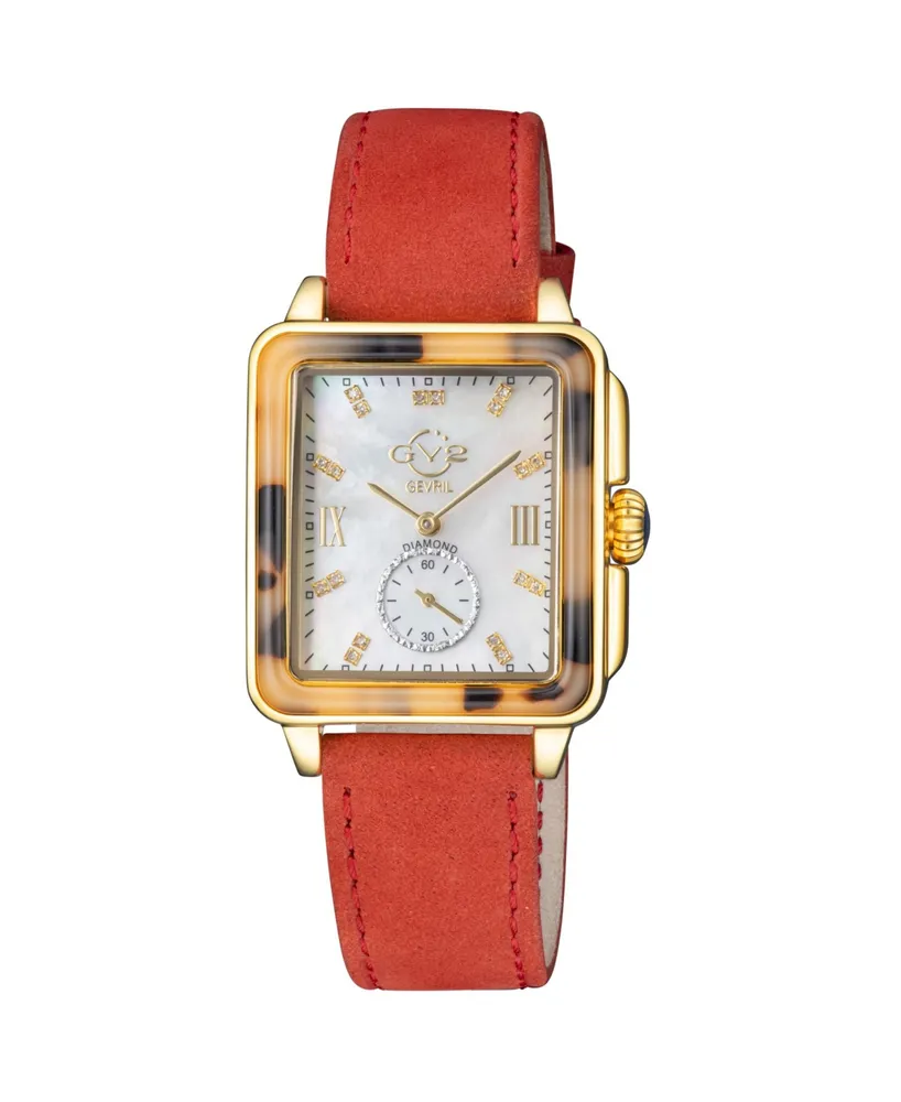 GV2 Women's Bari Tortoise Leather Swiss Quartz Strap Watch 34 mm