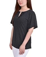 Women's Mesh Inset Top with Neck Hardware