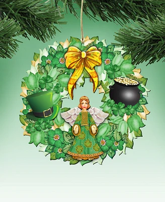 Designocracy 2 Piece Irish Wreath Wood Ornament Set