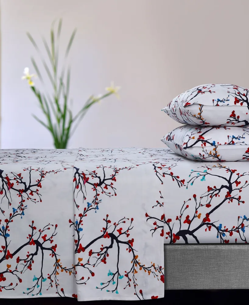 Tribeca Living Emilia Tree Flannel Extra Deep Pocket Piece Sheet Set