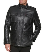 Men's Faux Leather Four Pocket Field Jacket