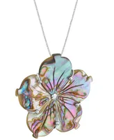 Abalone Shell Flower 18" Pendant Necklace in Sterling Silver