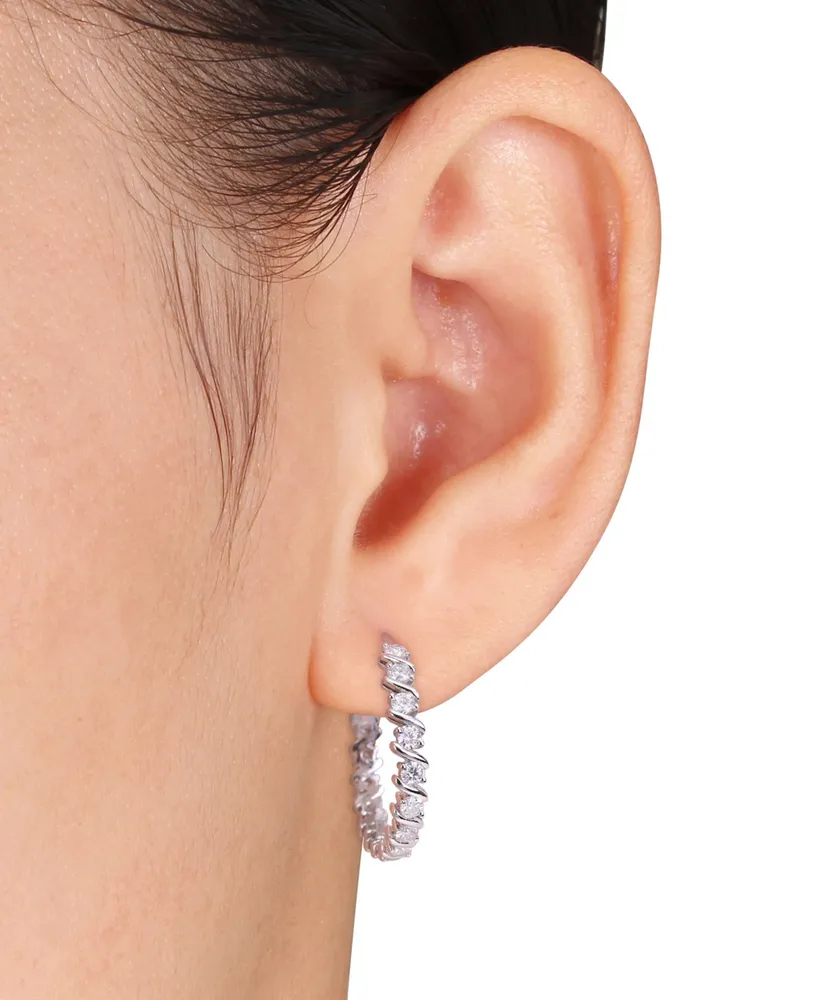 Moissanite Swirl Small Hoop Earrings (1-1/4 ct. t.w.) in Sterling Silver, 1"