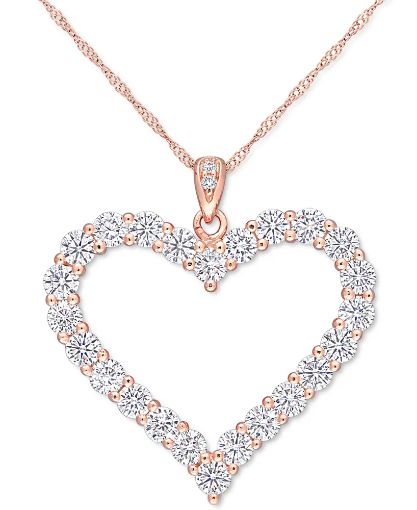 Lab-Grown Moissanite Heart 18" Pendant Necklace (2-2/5 ct. t.w.) in 18k Rose Gold-Plated Sterling Silver