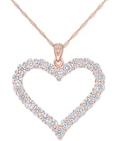 Lab-Grown Moissanite Heart 18" Pendant Necklace (2-2/5 ct. t.w.) in 18k Rose Gold-Plated Sterling Silver