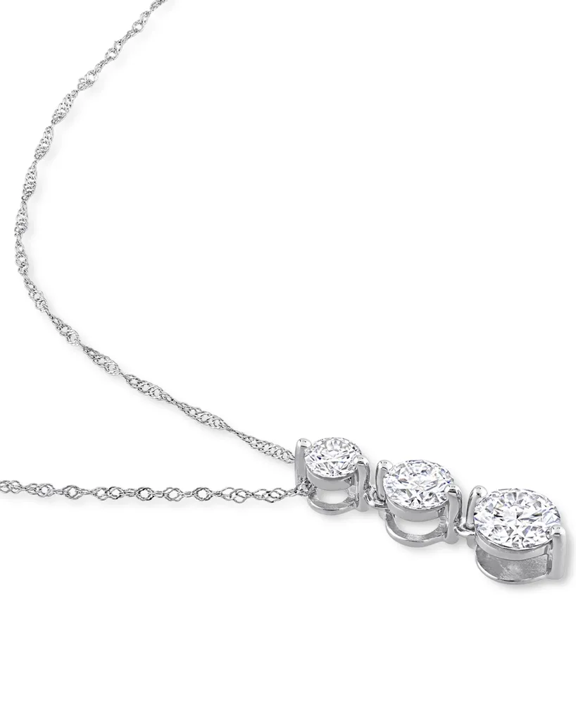 Lab-Grown Moissanite Triple Drop 18" Pendant Necklace (1-3/8 ct. t.w.) in Sterling Silver