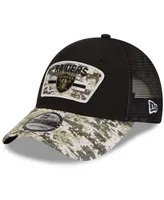 Men's Black-Camouflage Las Vegas Raiders 2021 Salute To Service Trucker 9FORTY Snapback Adjustable Hat - Black