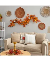 6' Assorted Autumn Maple Leaves, Pumpkins, Gourds, Berries and Pinecone Artificial Fall Garland