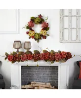 6' Fall Hydrangea and Berry Artificial Autumn Garland