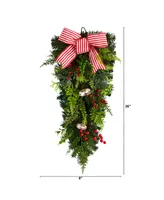 Holiday Christmas Bells and Bow Artificial Swag, 26"