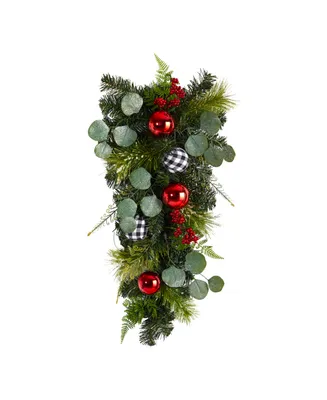 Holiday Christmas Greenery Ornament Artificial Swag, 26"