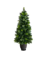 Oregon Pine Artificial Christmas Artificial in Decorative Planter with 250 Bendable Branches and 100 Warm Lights, 4.5'