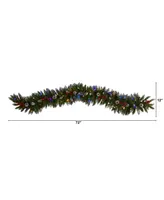 Snow Tipped Extra Wide Artificial Christmas Garland with Pinecones, Berries and 100 Led Lights, 6'