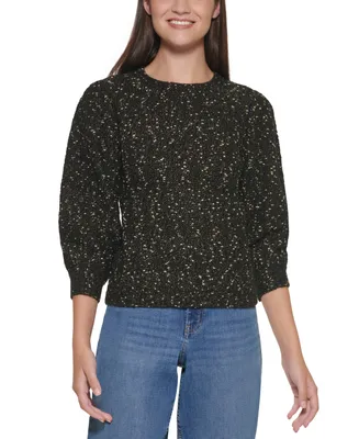 Calvin Klein Jeans Metallic Puff-Sleeve Sweater
