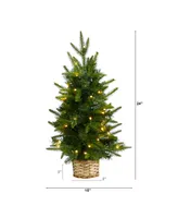 Artificial Christmas Tree with 35 Clear Led Lights in Decorative Basket, 2'