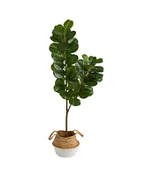 4.5' Fiddle Leaf Fig Artificial Tree in Boho Chic Planter