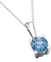 Forever Grown Diamonds Lab-Created Blue Diamond Solitaire 18" Pendant Necklace (1/5 ct. t.w.) in Sterling Silver