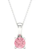 Forever Grown Diamonds Lab-Created Pink Diamond Solitaire 18" Pendant Necklace (1/5 ct. t.w.) in Sterling Silver