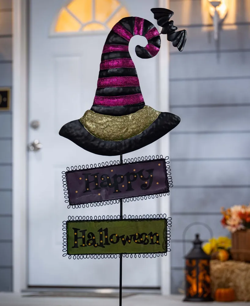 Gerson International 38.78" Witch's Hats with Halloween Signs Yard Stake Set, 2 Pieces