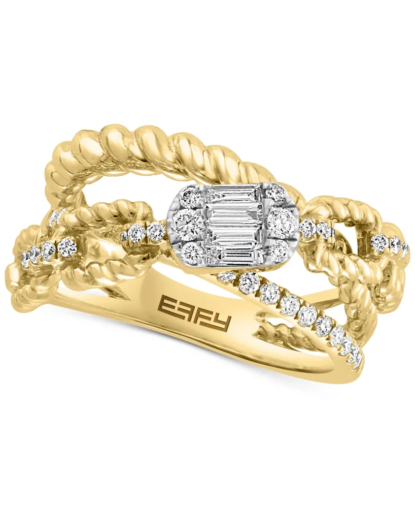 Effy Diamond Baguette & Round Open Crossover Ring (1/2 ct. t.w.) 14k Gold
