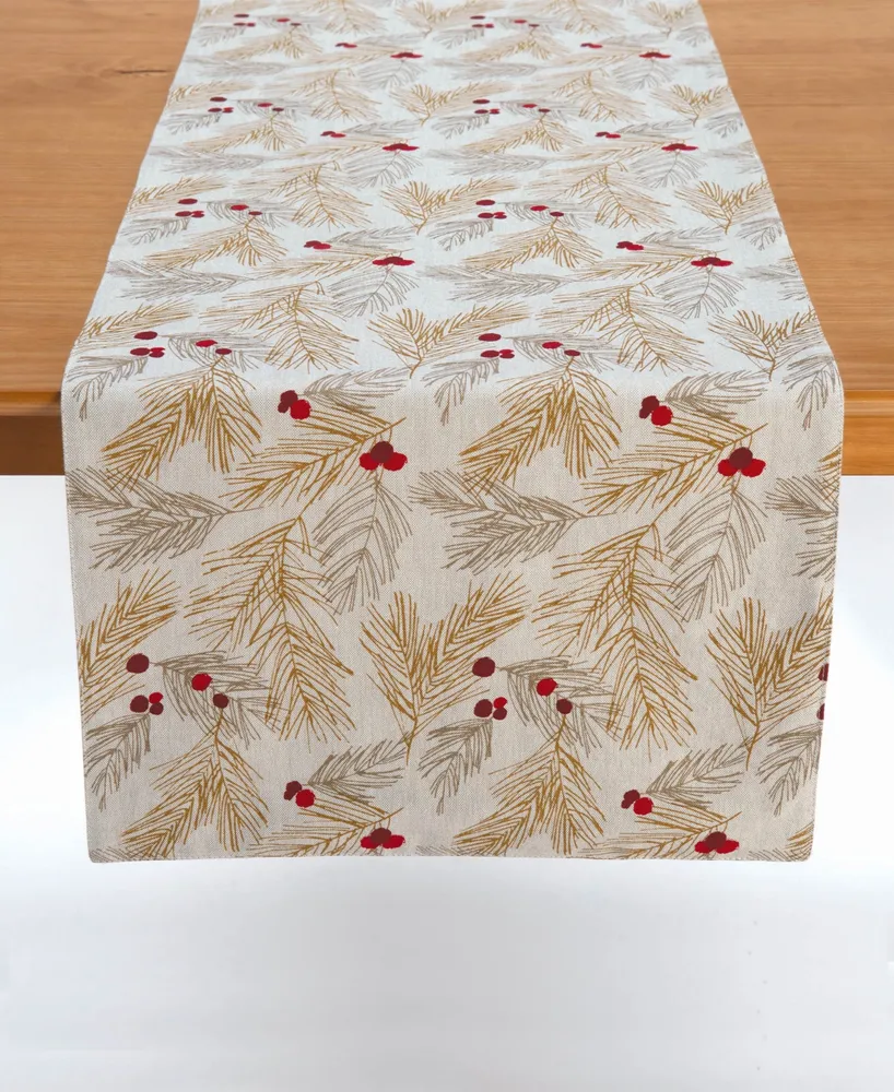 Metallic Sprig Table Runner, 72" x 14" - Gold