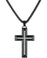 Esquire Men's Jewelry Diamond Cross 22" Pendant Necklace Gold Tone Ion