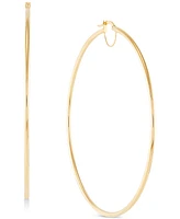 Polished Bridge Large Hoop Earrings in 10k Gold (70mm)