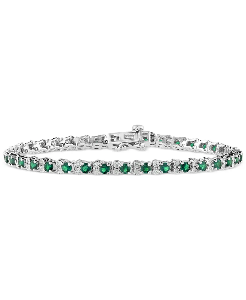 Effy Sapphire (3-7/8 ct. t.w) & Diamond (1/4 t.w.) Tennis Bracelet Sterling Silver (Also available Emerald and Ruby)