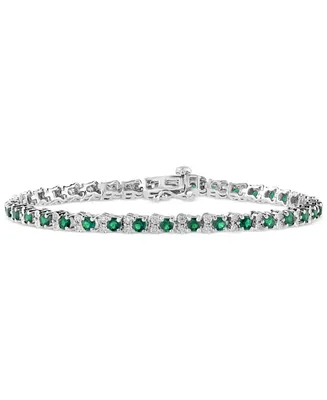 Effy Sapphire (3-7/8 ct. t.w) & Diamond (1/4 t.w.) Tennis Bracelet Sterling Silver (Also available Emerald and Ruby)