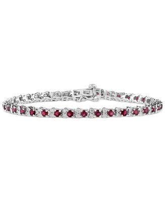 Effy Sapphire (3-7/8 ct. t.w) & Diamond (1/4 t.w.) Tennis Bracelet Sterling Silver (Also available Emerald and Ruby)