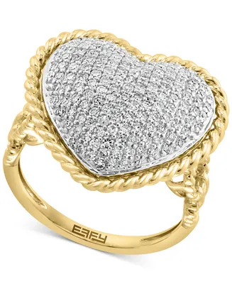 Effy Diamond Pave Heart Ring (3/4 ct. t.w.) in 14k Two-Tone Gold