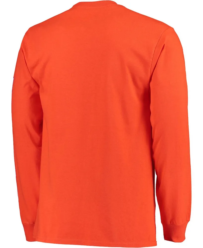 Men's Orange Clemson Tigers Distressed Arch Over Logo Long Sleeve Hit T-shirt