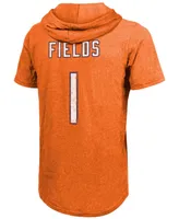 Men's Justin Fields Orange Chicago Bears Player Name Number Tri-Blend Short Sleeve Hoodie T-shirt