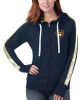 Women's Navy Milwaukee Brewers Game Changer Raglan Full-Zip Hoodie