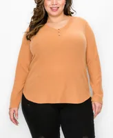 Plus Size Cozy Rib Long Sleeve Henley