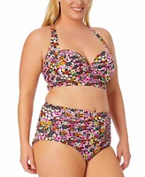 Salt Cove Plus Trendy Plus Size Ditsy Print X Back Bikini Top Bottoms Created For Macys