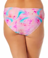 Salt + Cove Trendy Plus Size Tie-Dye Side-Tab Bikini Bottoms, Created for Macy's