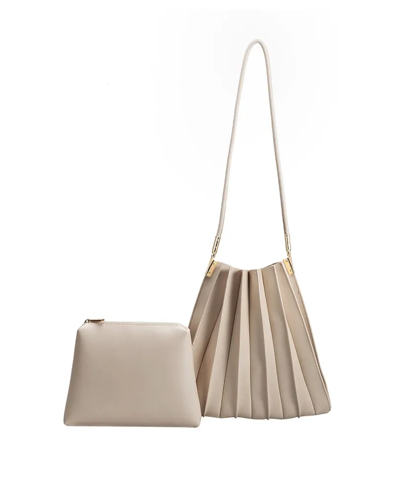 Melie Bianco Carrie Pleated Faux Leather Shoulder Bag