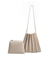 Melie Bianco Carrie Pleated Faux Leather Shoulder Bag