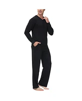 Ink+Ivy Men's Heat retaining Two Piece V-Neck & Lounge Pants Pajama Set