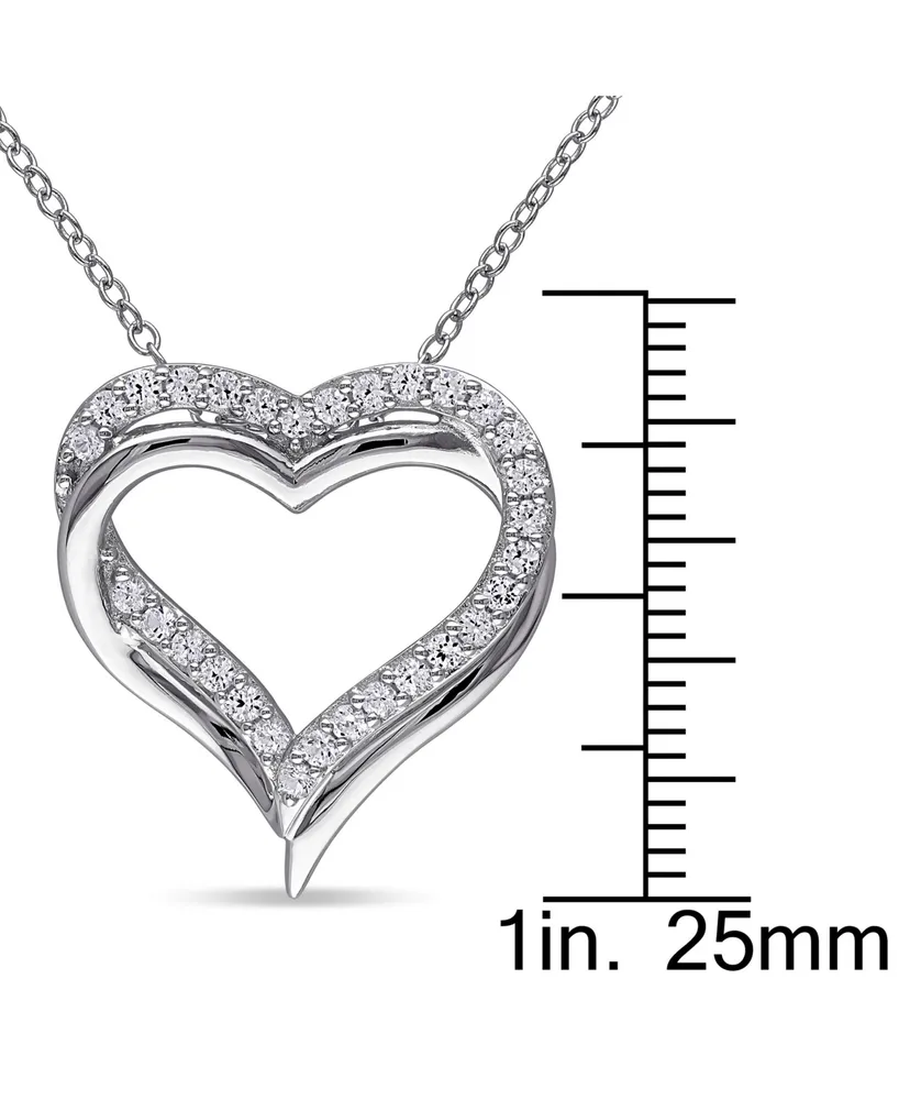 Lab-Grown White Sapphire Heart 18" Pendant Necklace (5/8 ct. t.w.) in Sterling Silver