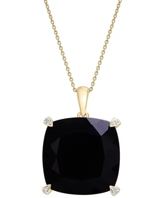 Onyx & Diamond Accent Necklace, 17" + 1" extender