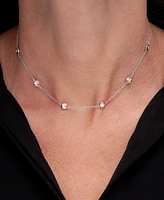 Mother-of-Pearl Station Collar Necklace in Sterling Silver, 17" + 1" extender