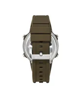 Columbia Unisex Peak Patrol Olive Silicone Strap Digital Watch, 46mm